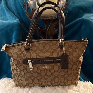 Coach Tan and Brown Signature Tote